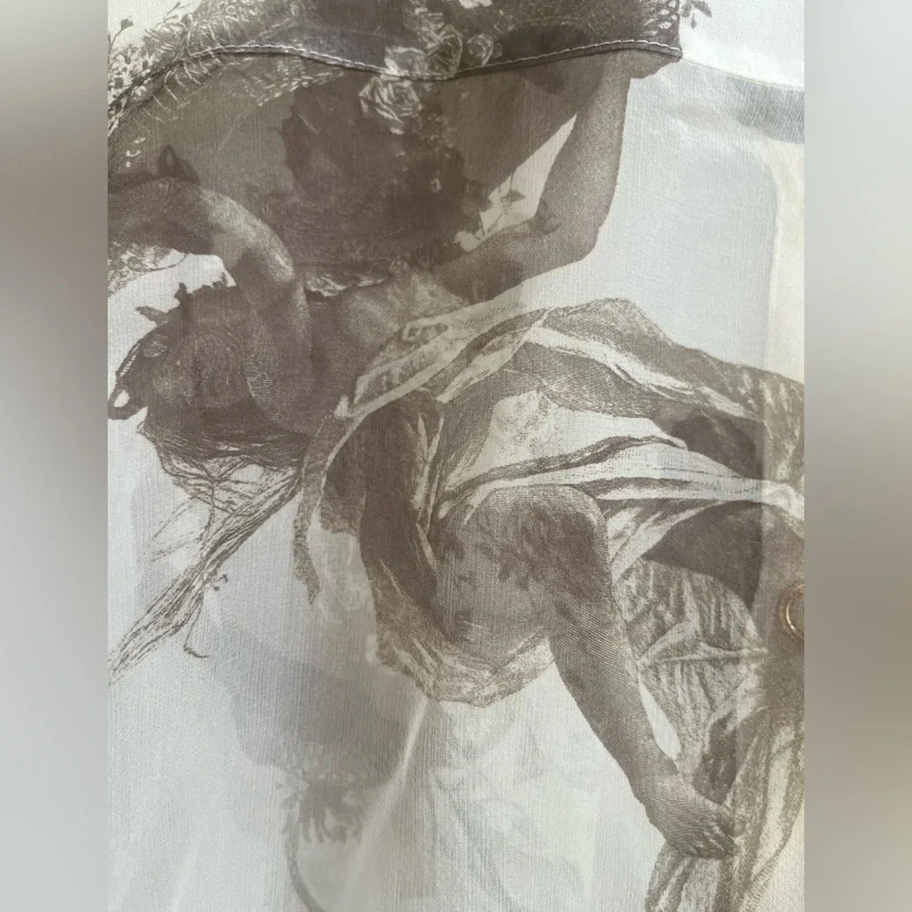 BURBERRY Amelie Bow neck Angel print Mulberry silk sheer long sleeve blouse - Picture 14 of 17